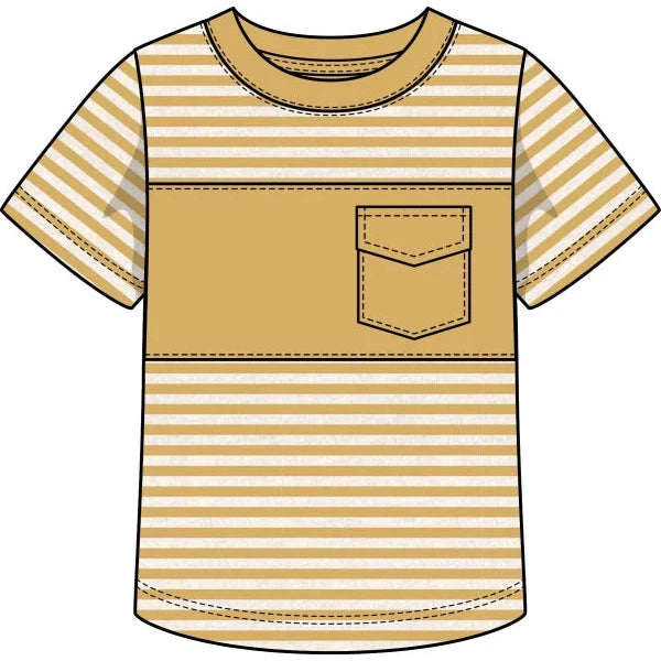 CR Sports Yellow Stripe Color Block Pocket Tee-CR SPORTS-Little Giant Kidz