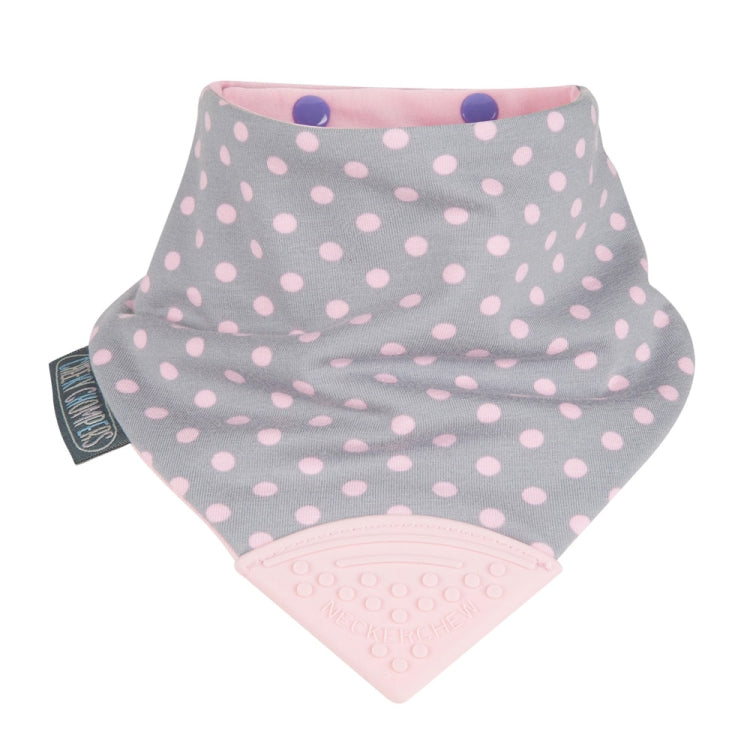 Cheeky Chompers Neckerchew Teething Dribble Bib - Polka Dot Pink-Cheeky Chompers-Little Giant Kidz