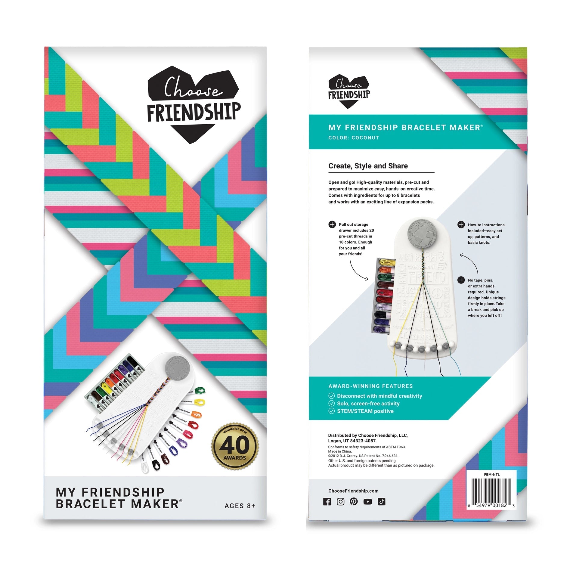 Choose Friendship My Friendship Bracelet Maker, 20 Pre-Cut Threads - Neutral-CHOOSE FRIENDSHIP-Little Giant Kidz