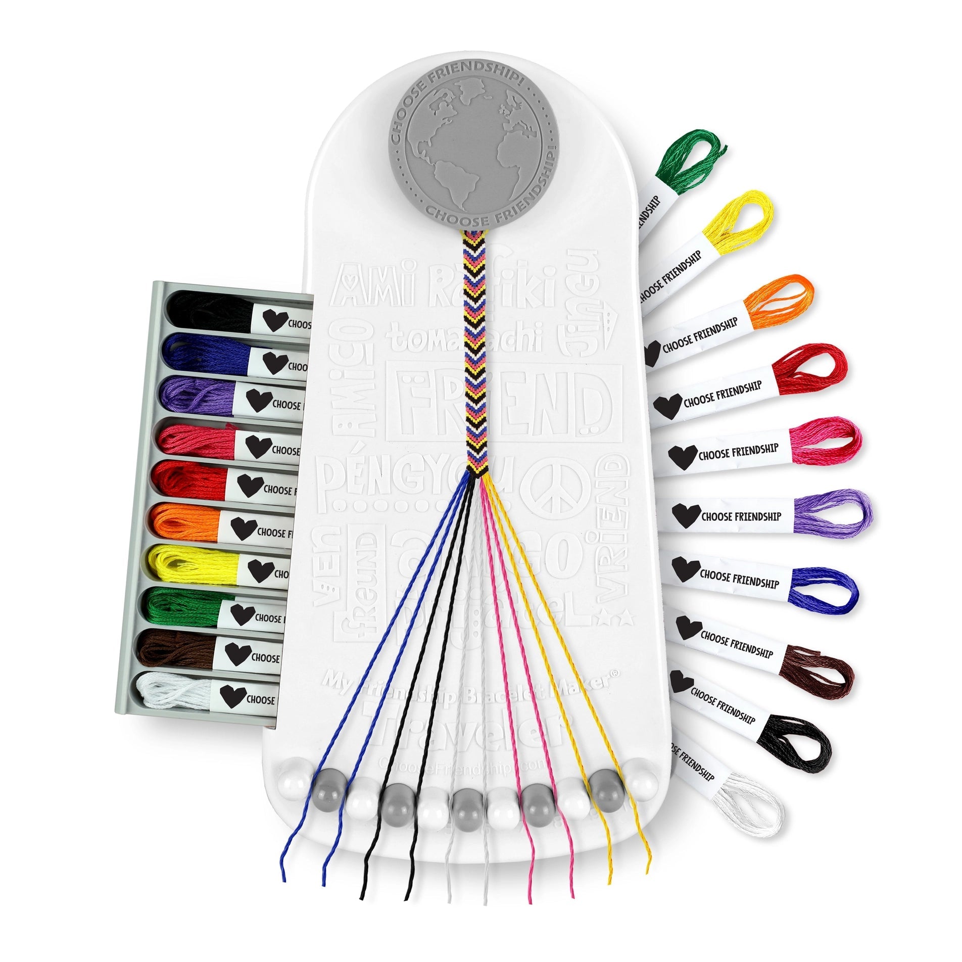 Choose Friendship My Friendship Bracelet Maker, 20 Pre-Cut Threads - Neutral-CHOOSE FRIENDSHIP-Little Giant Kidz