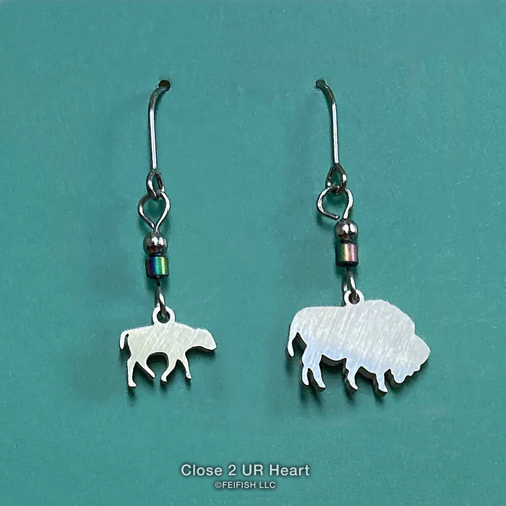 Close 2 UR Heart Stainless Steel Earrings - Bison & Calf-Close 2 UR Heart-Little Giant Kidz