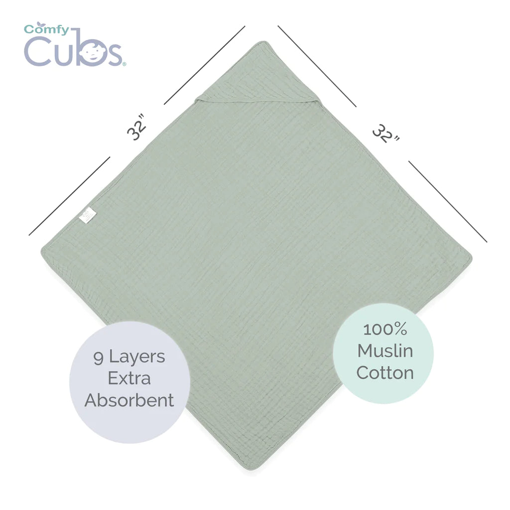 Comfy Cubs Baby Hooded Towels - Fern-COMFY CUBS-Little Giant Kidz