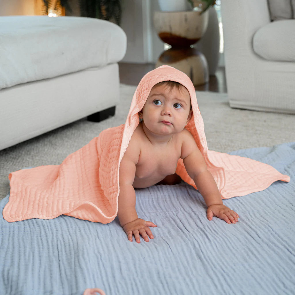 Comfy Cubs Muslin Hooded Towel - Lace Pink-COMFY CUBS-Little Giant Kidz