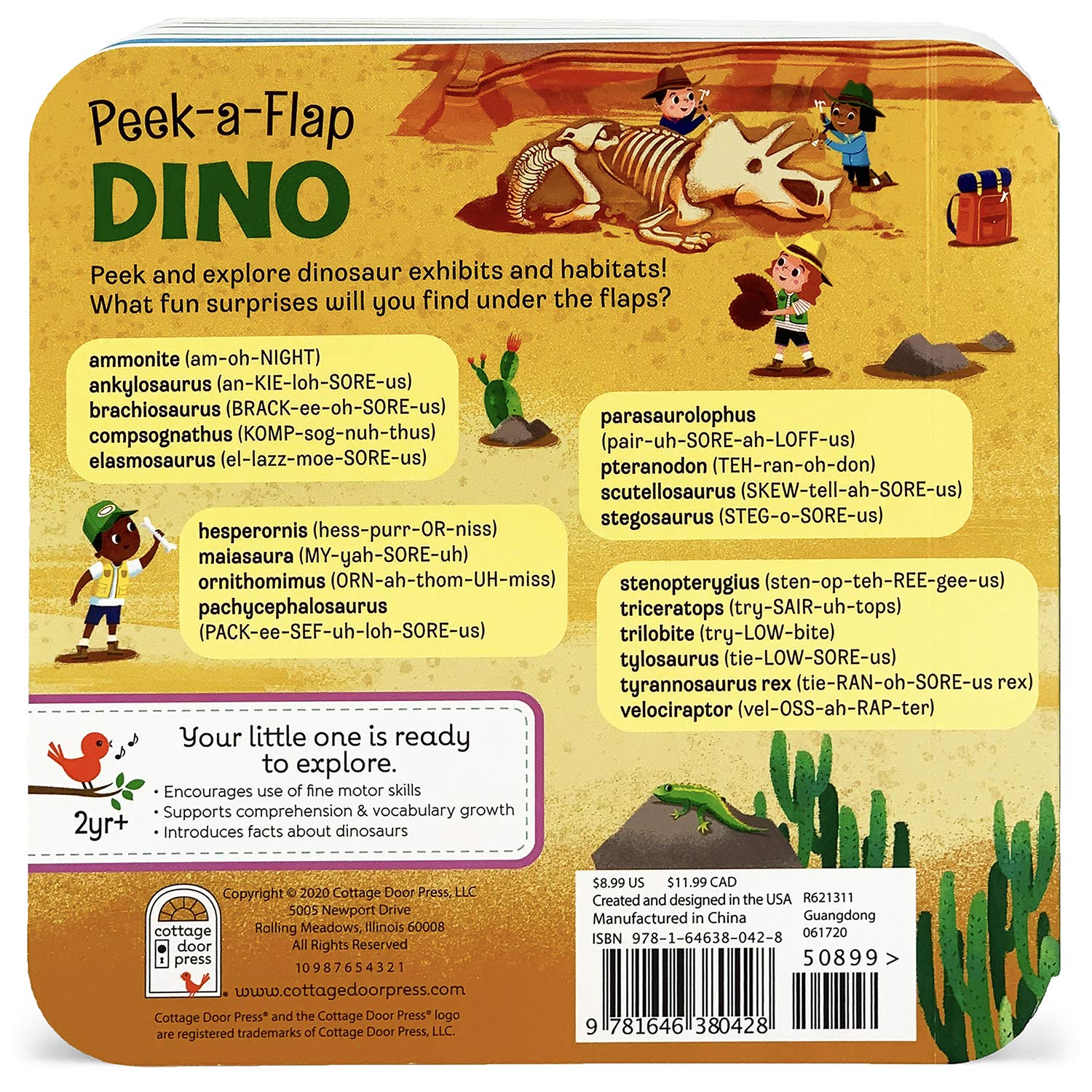 Cottage Door Press: Peek-a-Flap Dino Board Book-COTTAGE DOOR PRESS-Little Giant Kidz