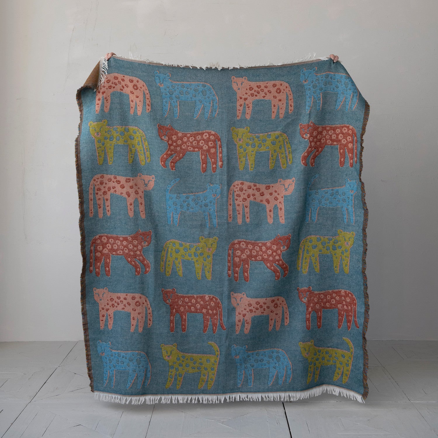 Creative Co-Op 60"L x 50"W Woven Fabric & Acrylic Jacquard Throw with Fringe-COOP-Little Giant Kidz