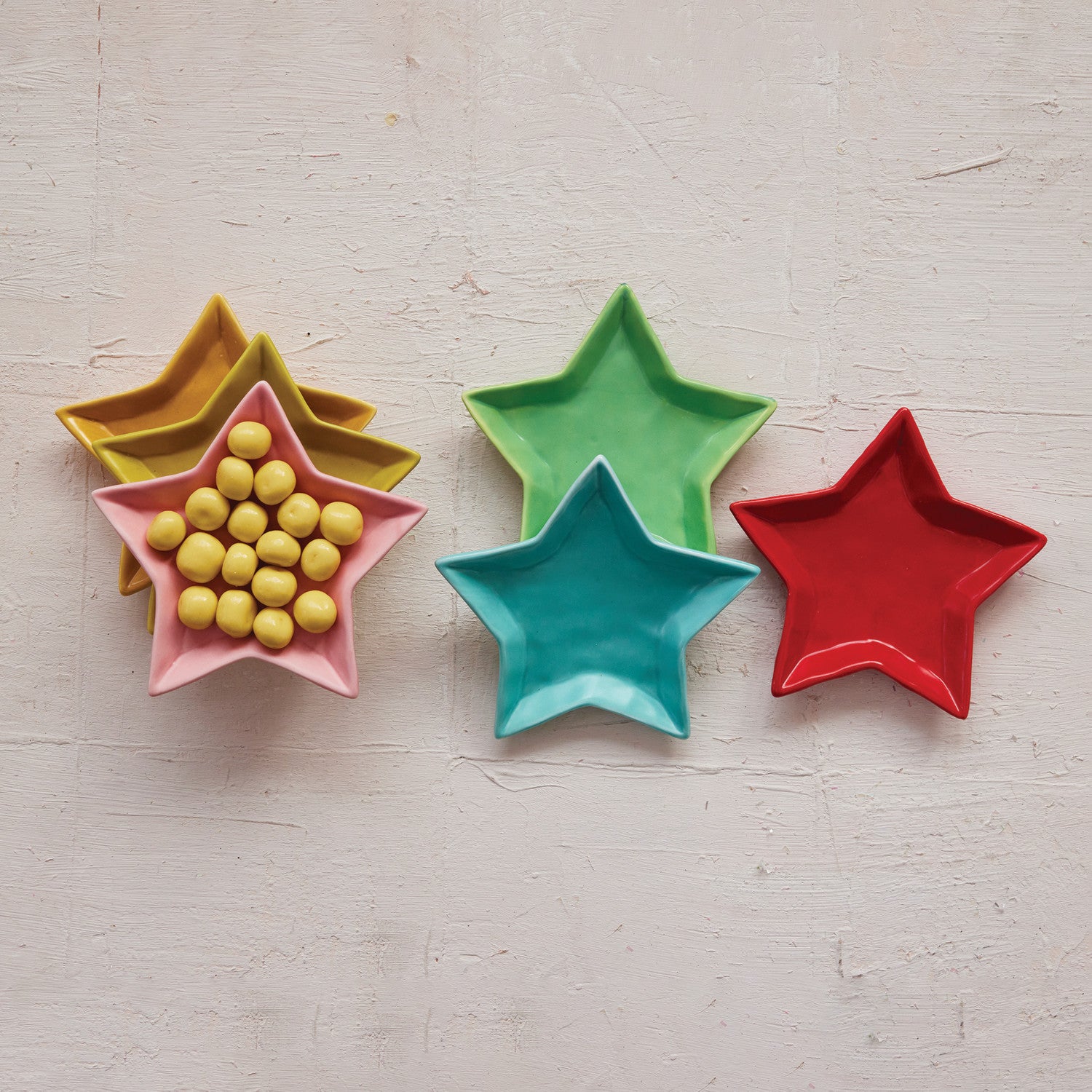 Creative Co-Op 6"L x 5"W Stoneware Star Shaped Dish, Matte Finish, 6 Colors-Assorted-COOP-Little Giant Kidz