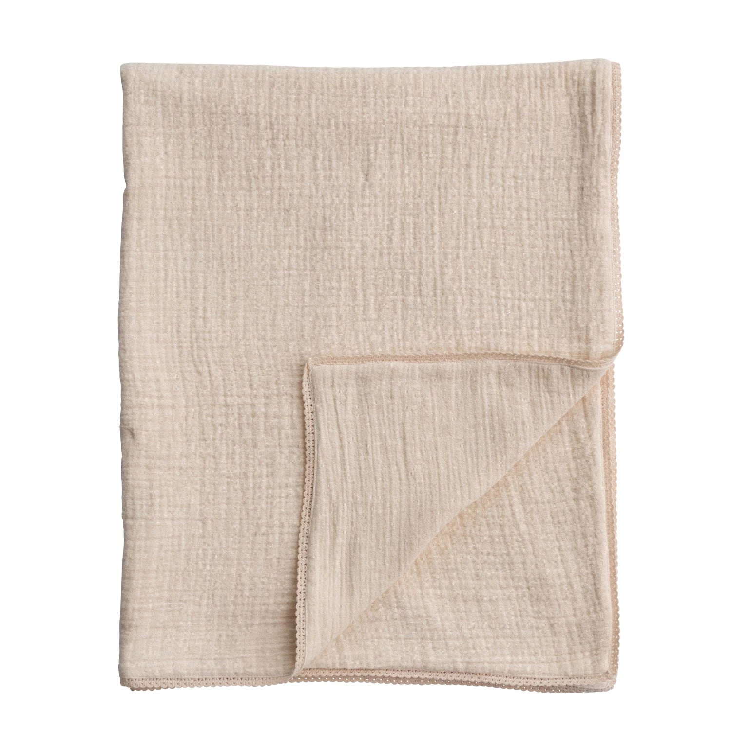 Creative Co-Op Cotton Double Cloth Baby Blanket w/ Trim in Bag - Peach-COOP-Little Giant Kidz