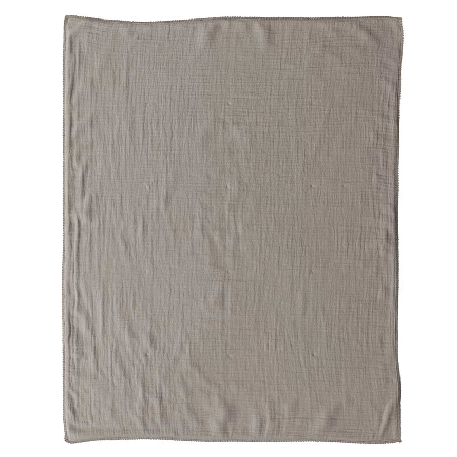 Creative Co-Op Cotton Double Cloth Baby Blanket w/ Trim in Bag - Taupe-COOP-Little Giant Kidz