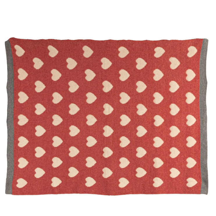 Creative Co-Op Cotton Knit Chenille Baby Blanket w/ Hearts-COOP-Little Giant Kidz