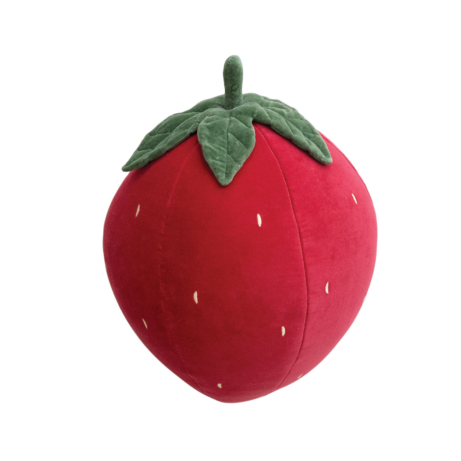 Creative Co-Op Cotton Velvet Strawberry Shaped Pillow w/ Embroidery, Red, Green & Yellow-COOP-Little Giant Kidz