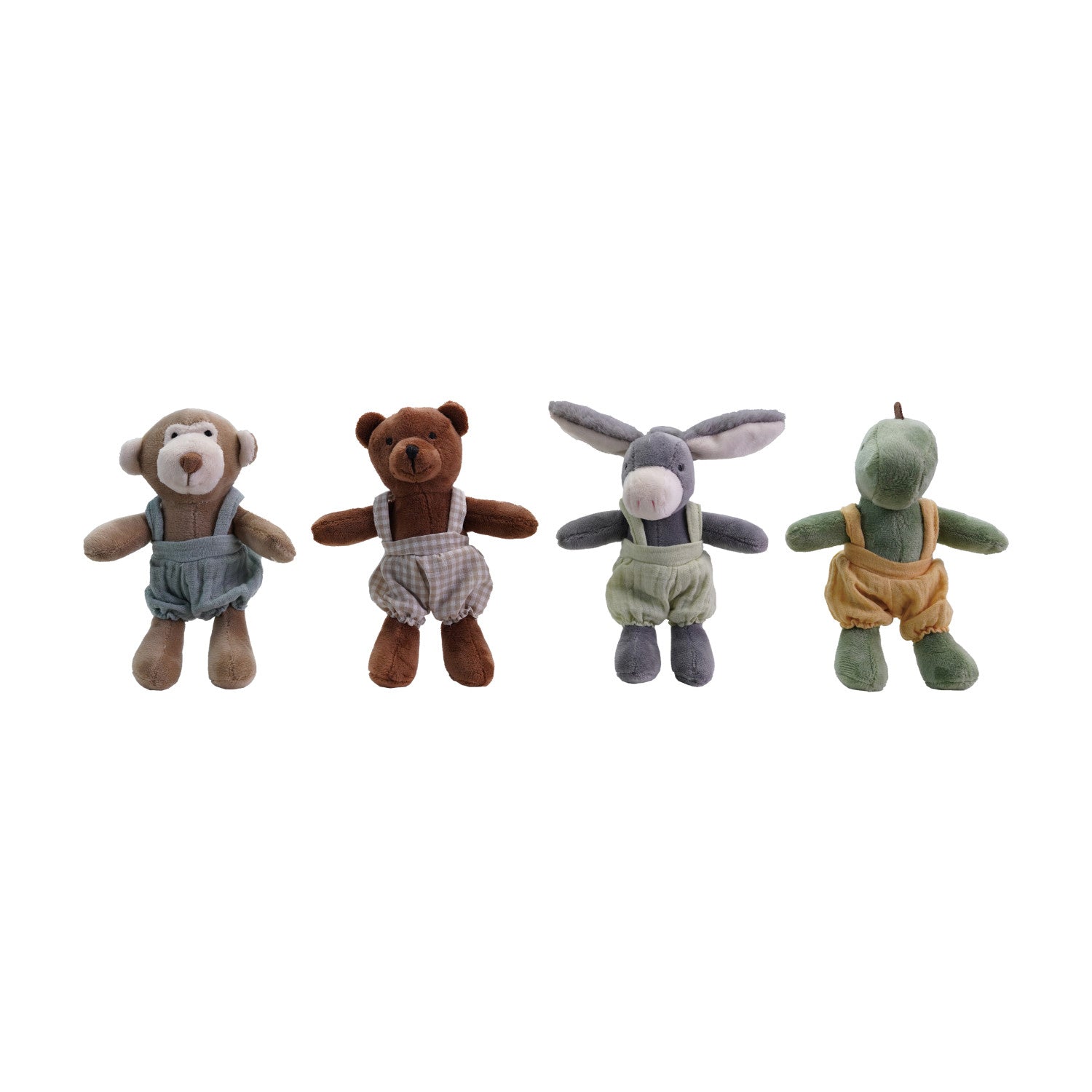 Creative Co-Op Plush Animal in Cotton Overalls, 4 Styles-COOP-Little Giant Kidz