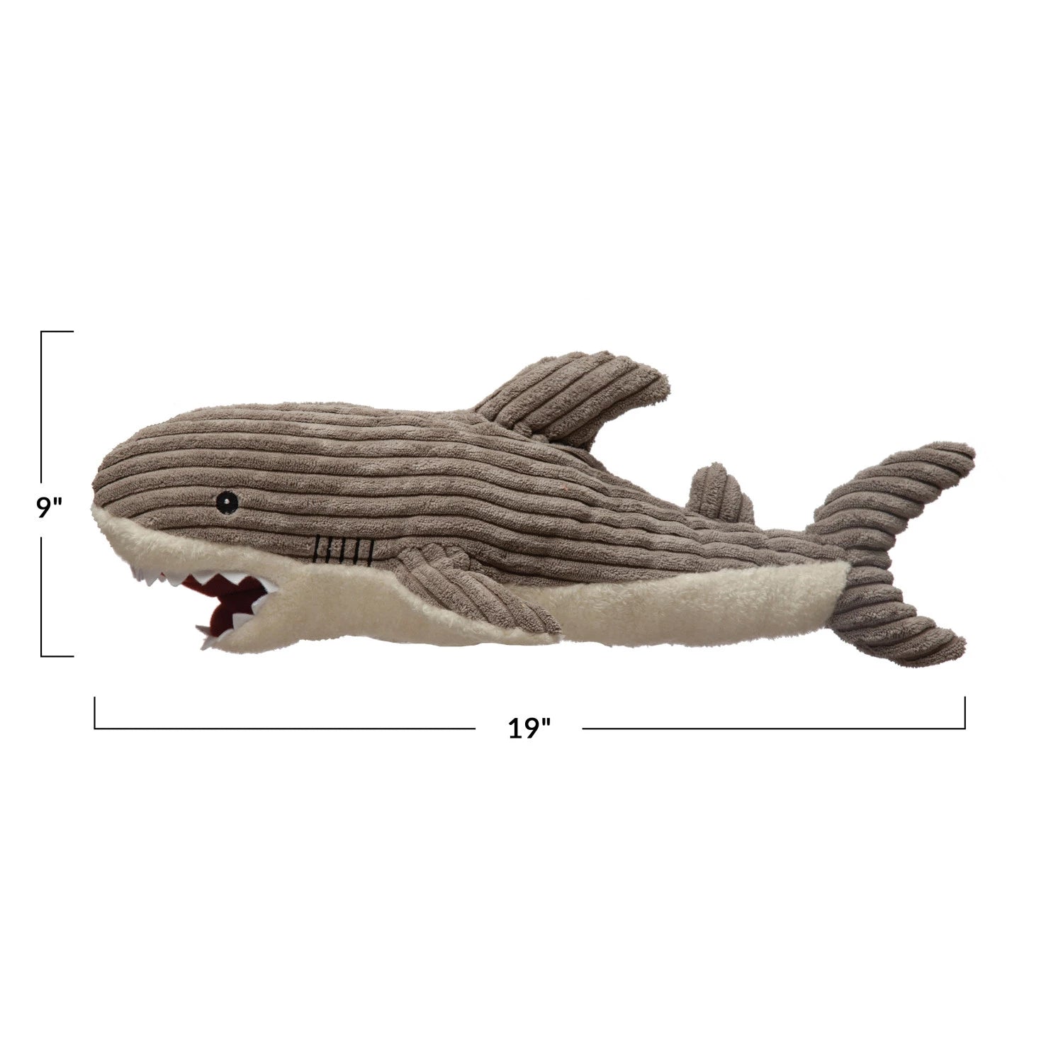 Creative Co-Op Plush Corduroy Shark - Grey-COOP-Little Giant Kidz