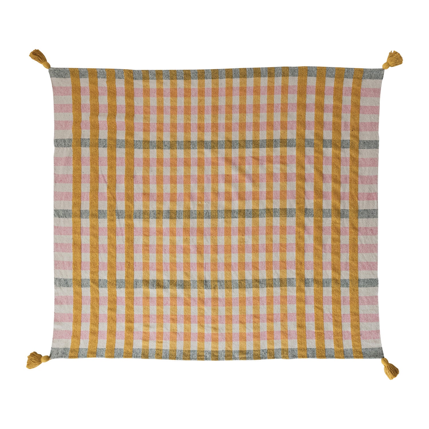 Creative Co-Op Woven Recycled Cotton Jacquard Throw w/ Tassels Plaid-COOP-Little Giant Kidz
