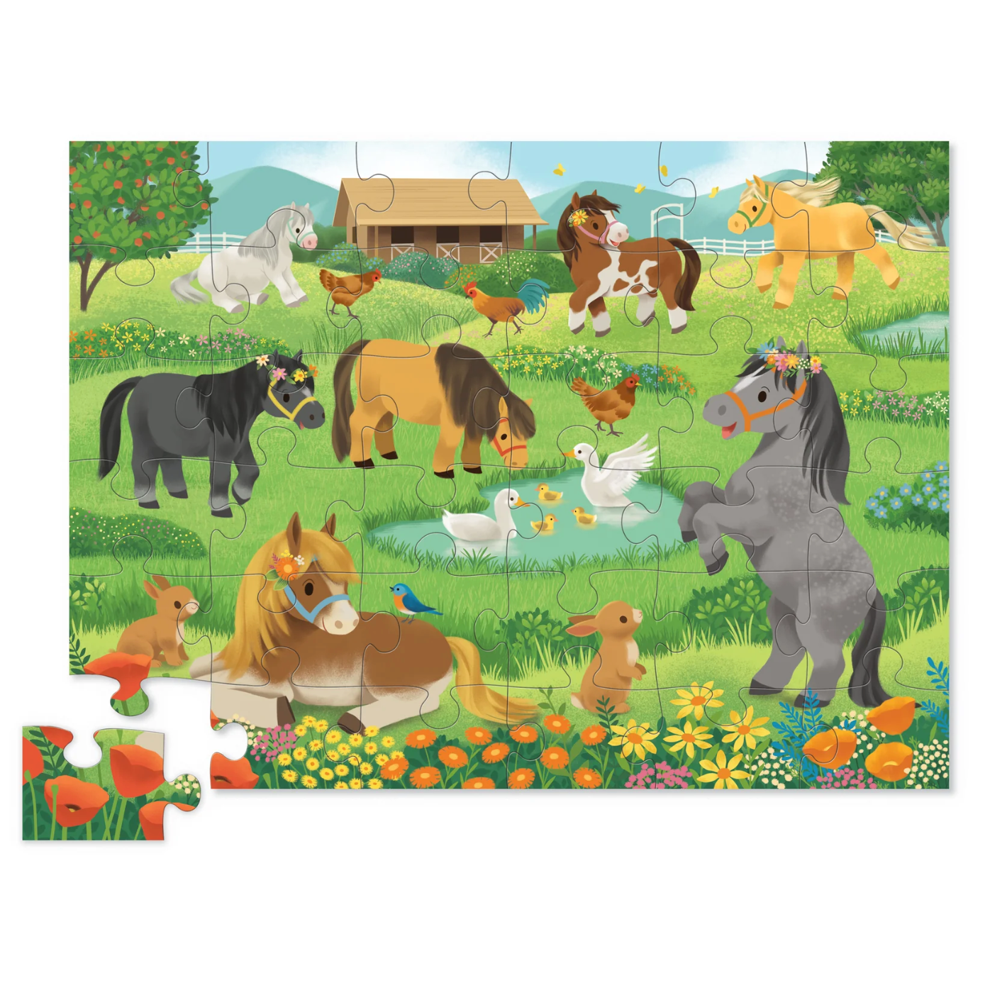 Crocodile Creek 36-pc Shaped Box Puzzle/Pretty Ponies-Crocodile Creek-Little Giant Kidz