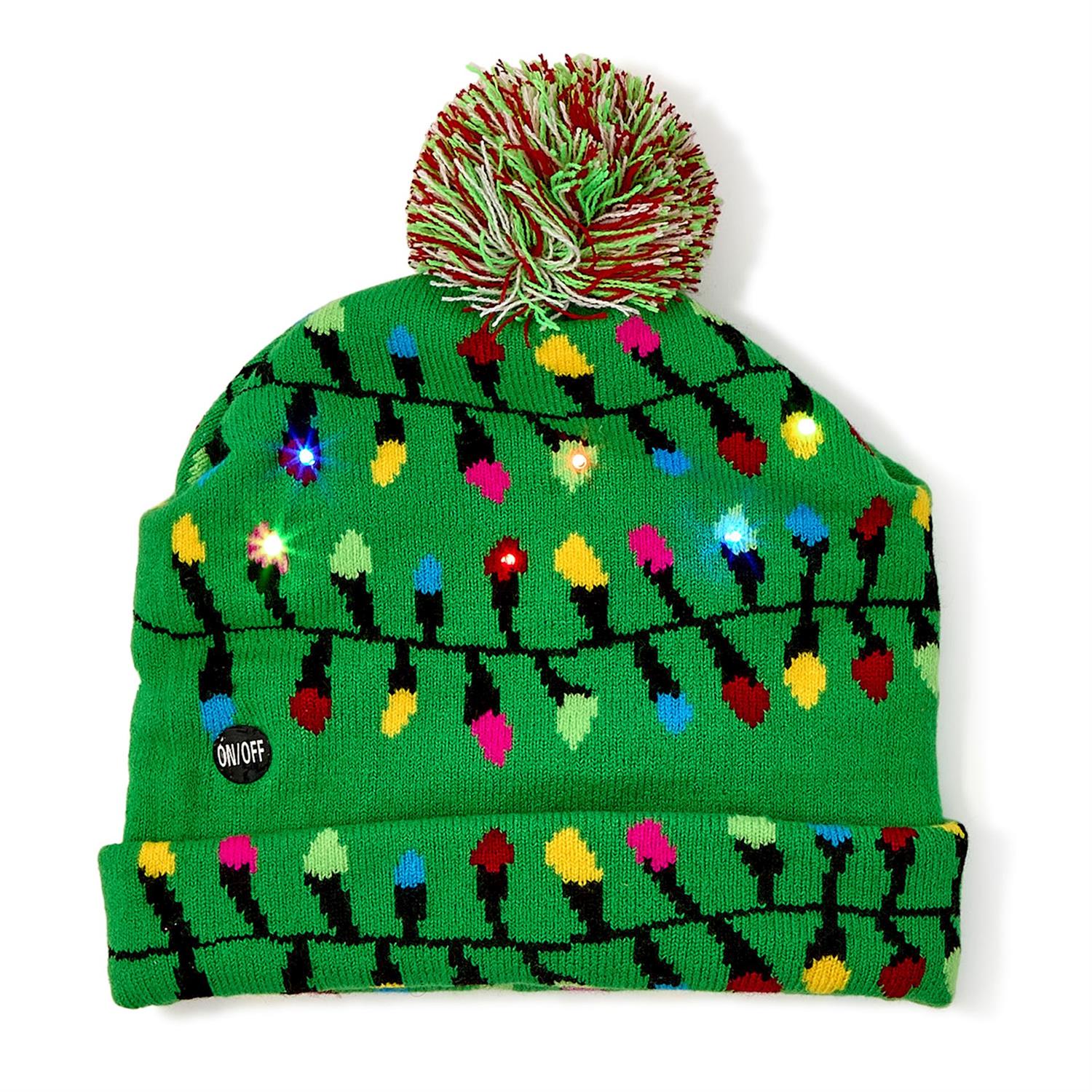 Cupcakes & Cartwheels Light Up Cuffed Knit Beanie with Pom Pom- Assorted Colors-CUPCAKES & CARTWHEELS-Little Giant Kidz
