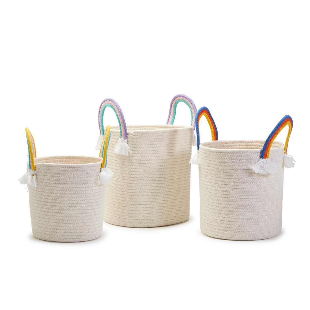 Cupcakes & Cartwheels Rainbow Handle Hand-Crafted Rope Baskets-CUPCAKES & CARTWHEELS-Little Giant Kidz