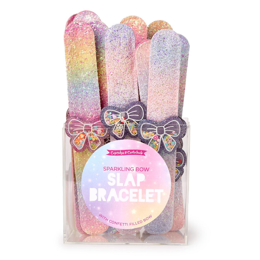 Cupcakes & Cartwheels Sparkling Bow Glitter Ombre Slap Bracelet-CUPCAKES & CARTWHEELS-Little Giant Kidz