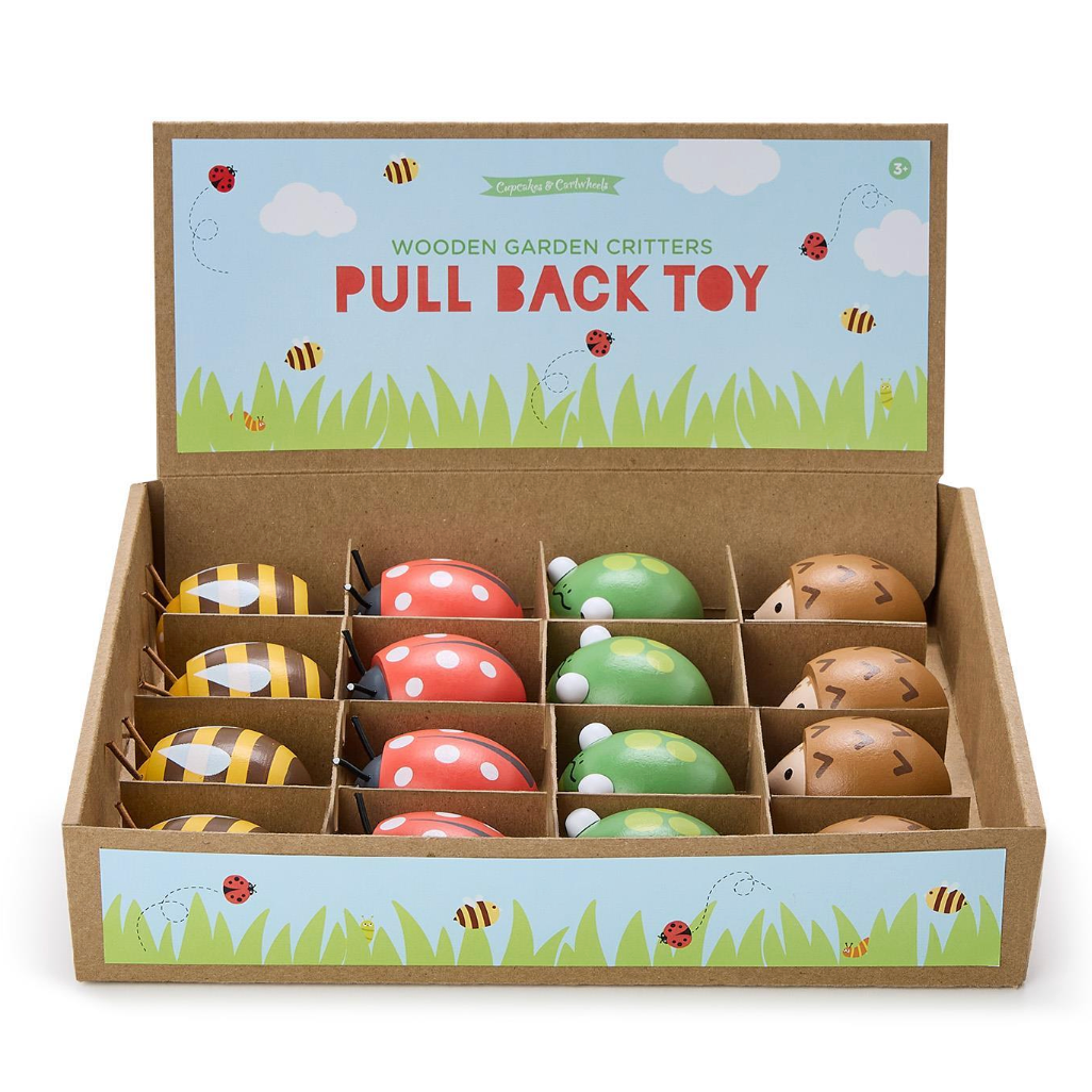 Cupcakes & Cartwheels Wooden Pull Back Bug Toy-CUPCAKES & CARTWHEELS-Little Giant Kidz