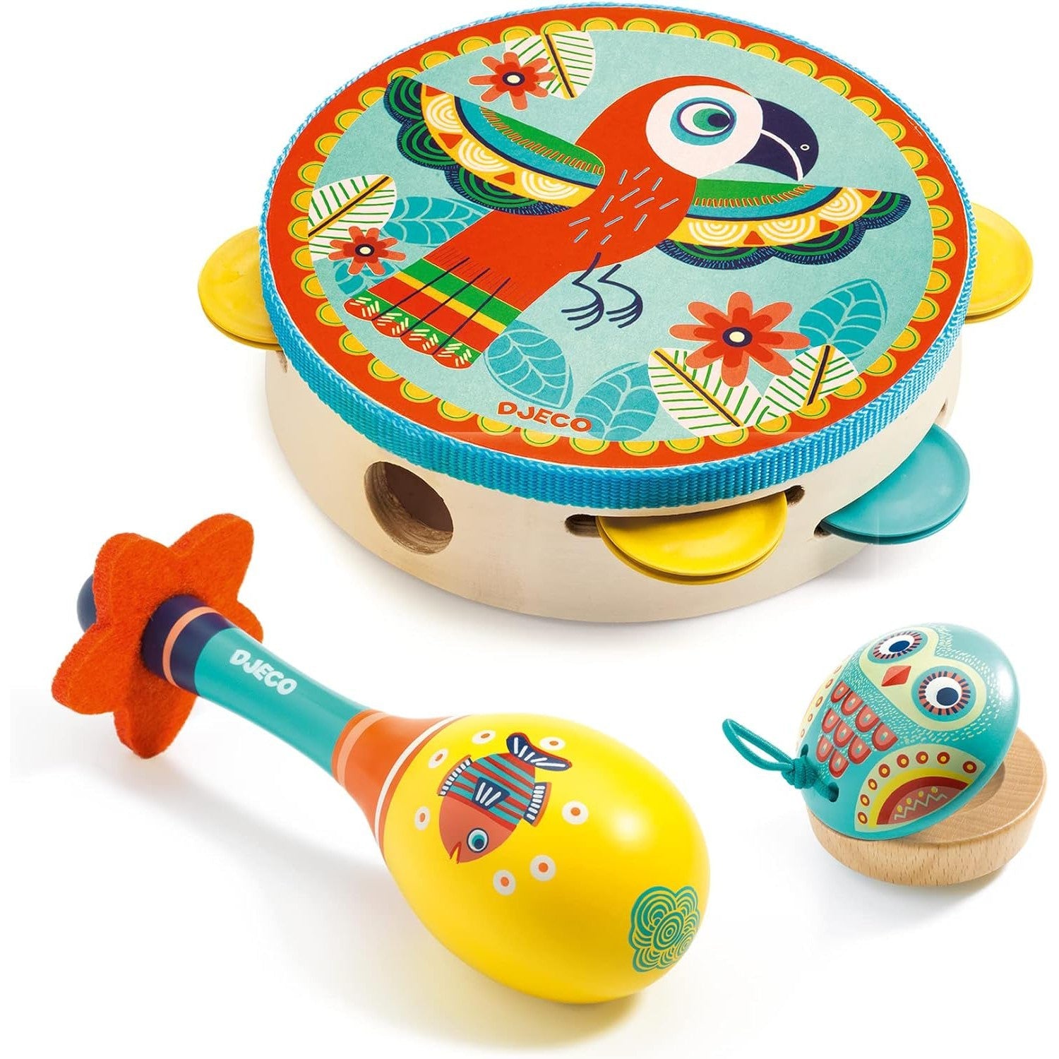 DJECO Animambo Tambourine, Maraca, Castanet Music Instrument Set-DJECO-Little Giant Kidz