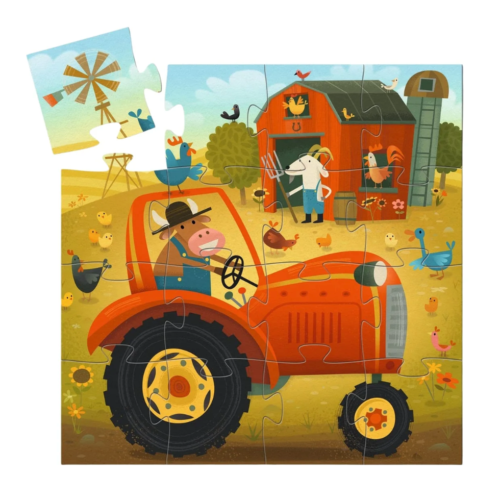 DJECO Mini Silhouette Tractor Puzzle-DJECO-Little Giant Kidz