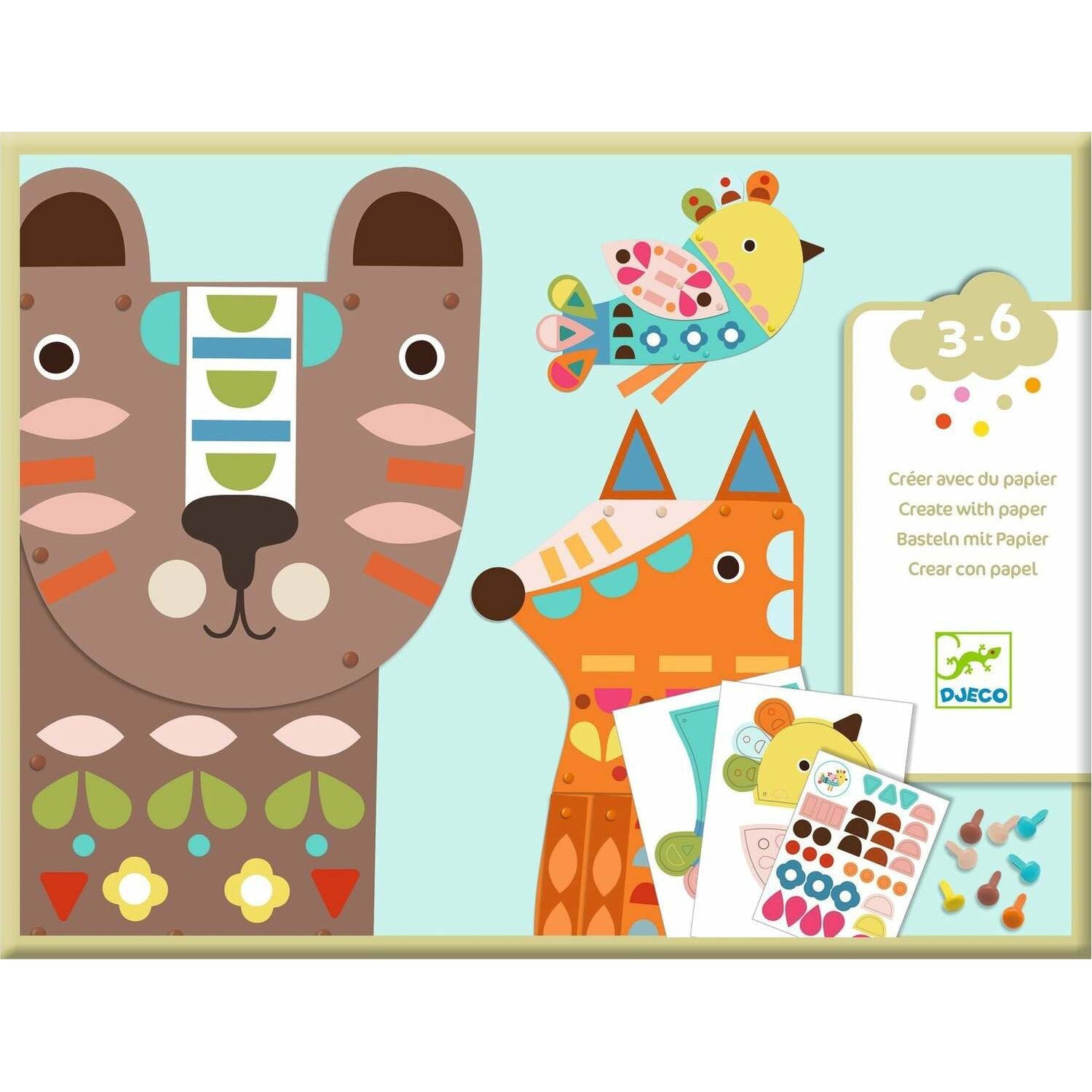 DJECO Petit Gifts 3 Giant Animals Collage Activity-DJECO-Little Giant Kidz