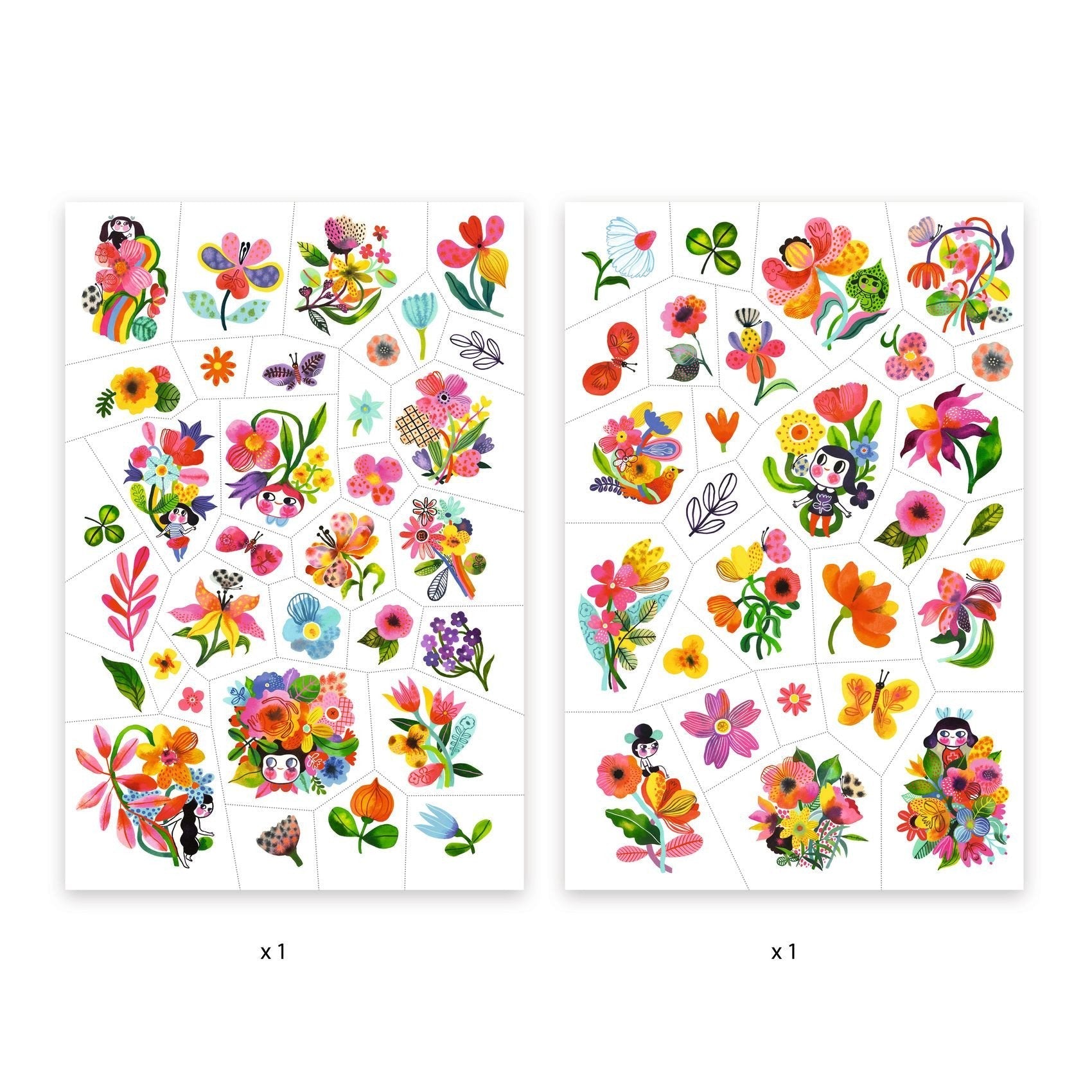 DJECO Temporary Tattoos Aqua Floral-DJECO-Little Giant Kidz