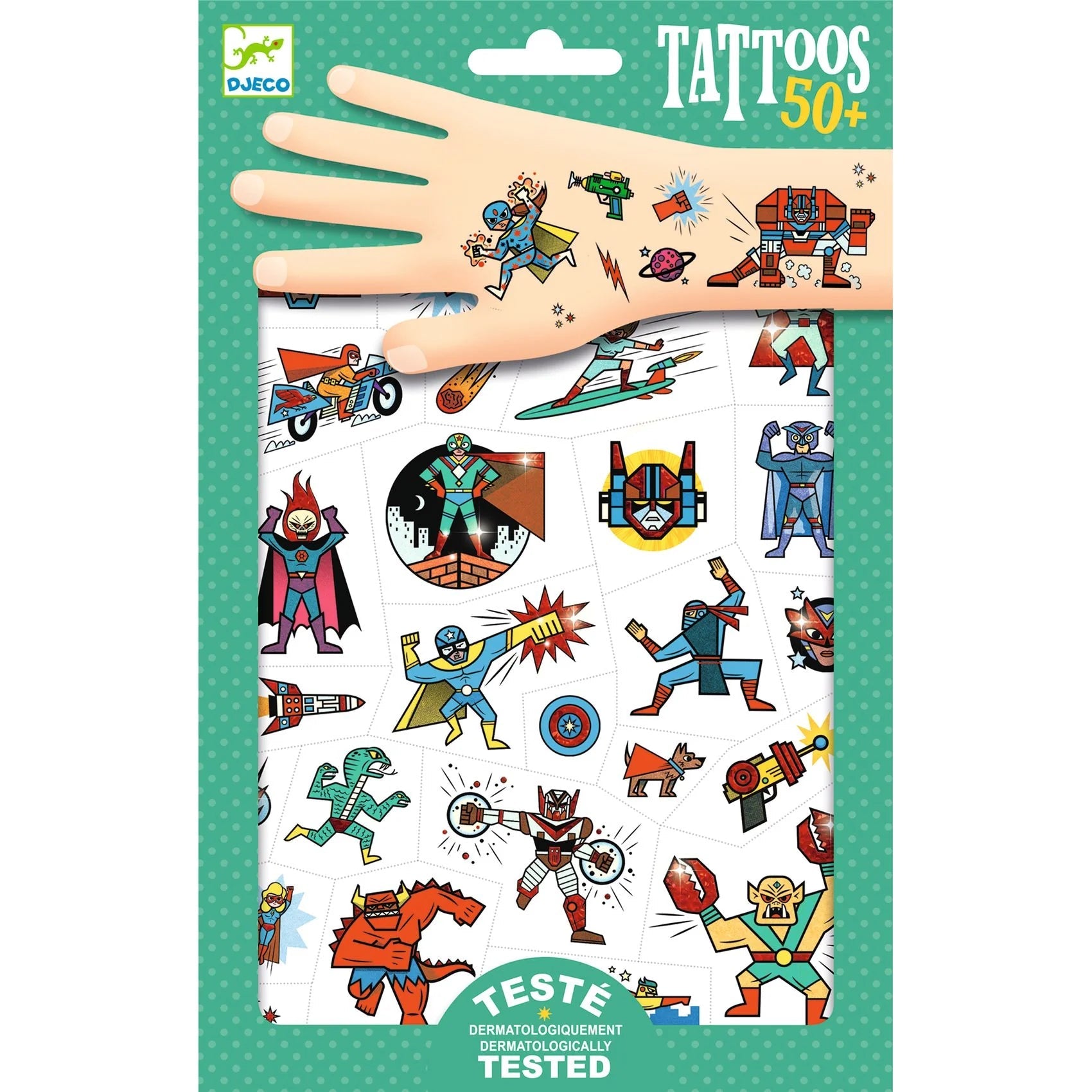 DJECO Temporary Tattoos Hereos vs Villians-DJECO-Little Giant Kidz