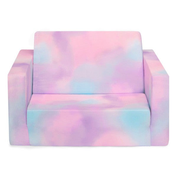 Delta Children Cozee Flip-Out Chair - 2-In-1 Convertible Chair To Lounger - Pink Tie Dye-DELTA-Little Giant Kidz