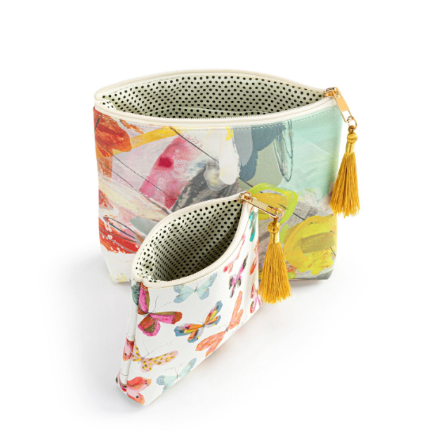 Demdaco Abstract Floral + Butterfly Zip Pouch Set of 2-DEMDACO-Little Giant Kidz