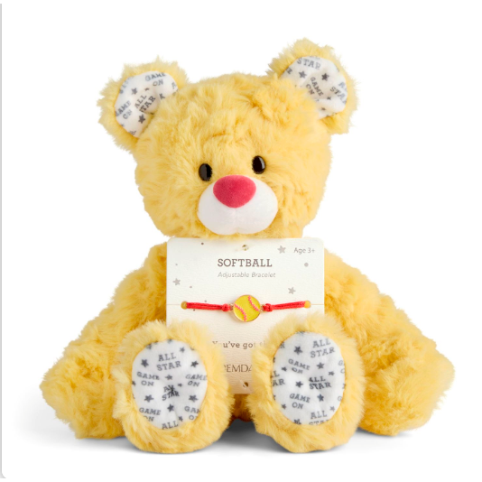 Demdaco Beary Charmings Yellow Softball Bear Stuffed Anima-DEMDACO-Little Giant Kidz