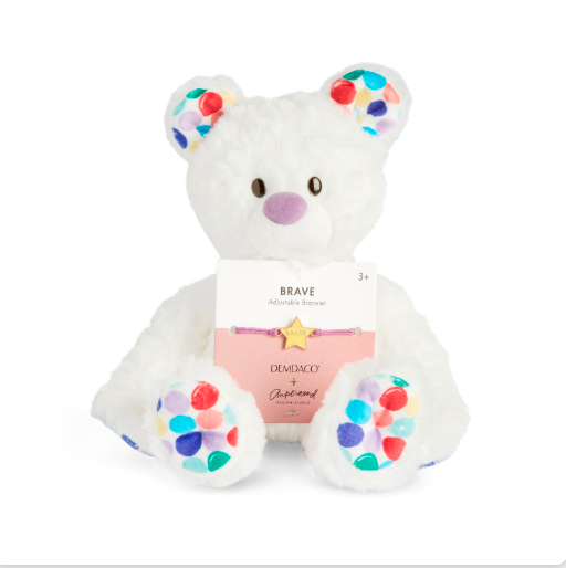 Demdaco Brave Dots White and Purple Stuffed Animal 6"-DEMDACO-Little Giant Kidz