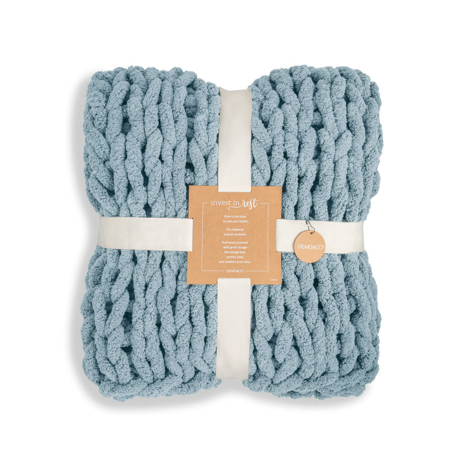 Demdaco Chunky Knit Throw Blanket - Denim-DEMDACO-Little Giant Kidz