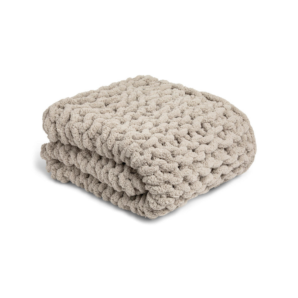 Demdaco Chunky Knit Throw Blanket - Taupe-DEMDACO-Little Giant Kidz