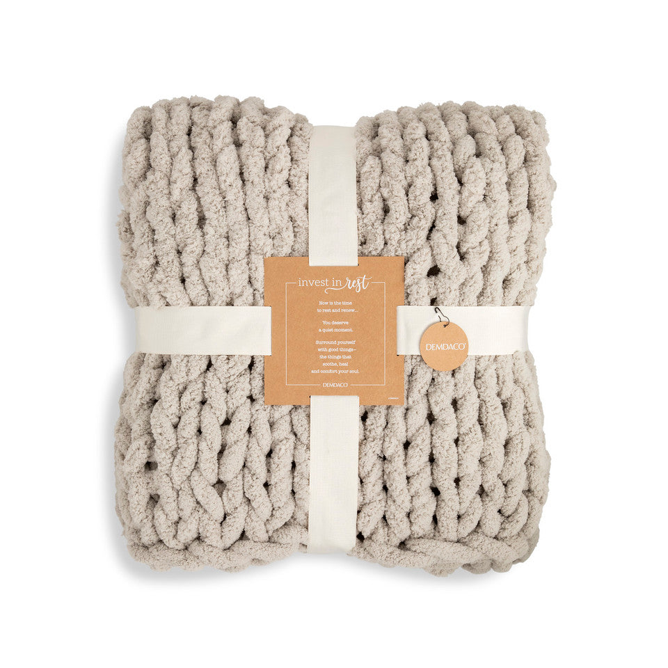 Demdaco Chunky Knit Throw Blanket - Taupe-DEMDACO-Little Giant Kidz