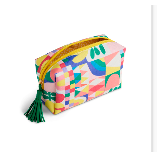 Demdaco Folk Collage Multi Color Quilted Zip Pouch 7" x 2.-DEMDACO-Little Giant Kidz