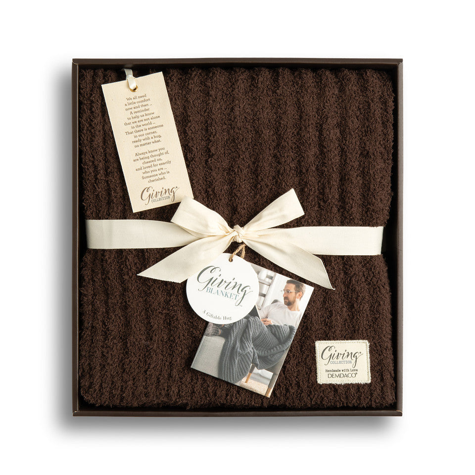 Demdaco Giving Collection Ribbed Blanket - Espresso-DEMDACO-Little Giant Kidz