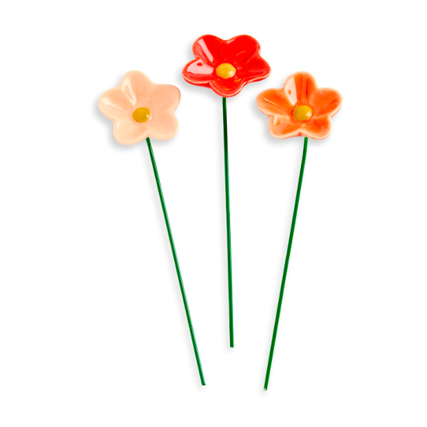 Demdaco Set of 3 Ceramic Giftable Flowers - Love-DEMDACO-Little Giant Kidz