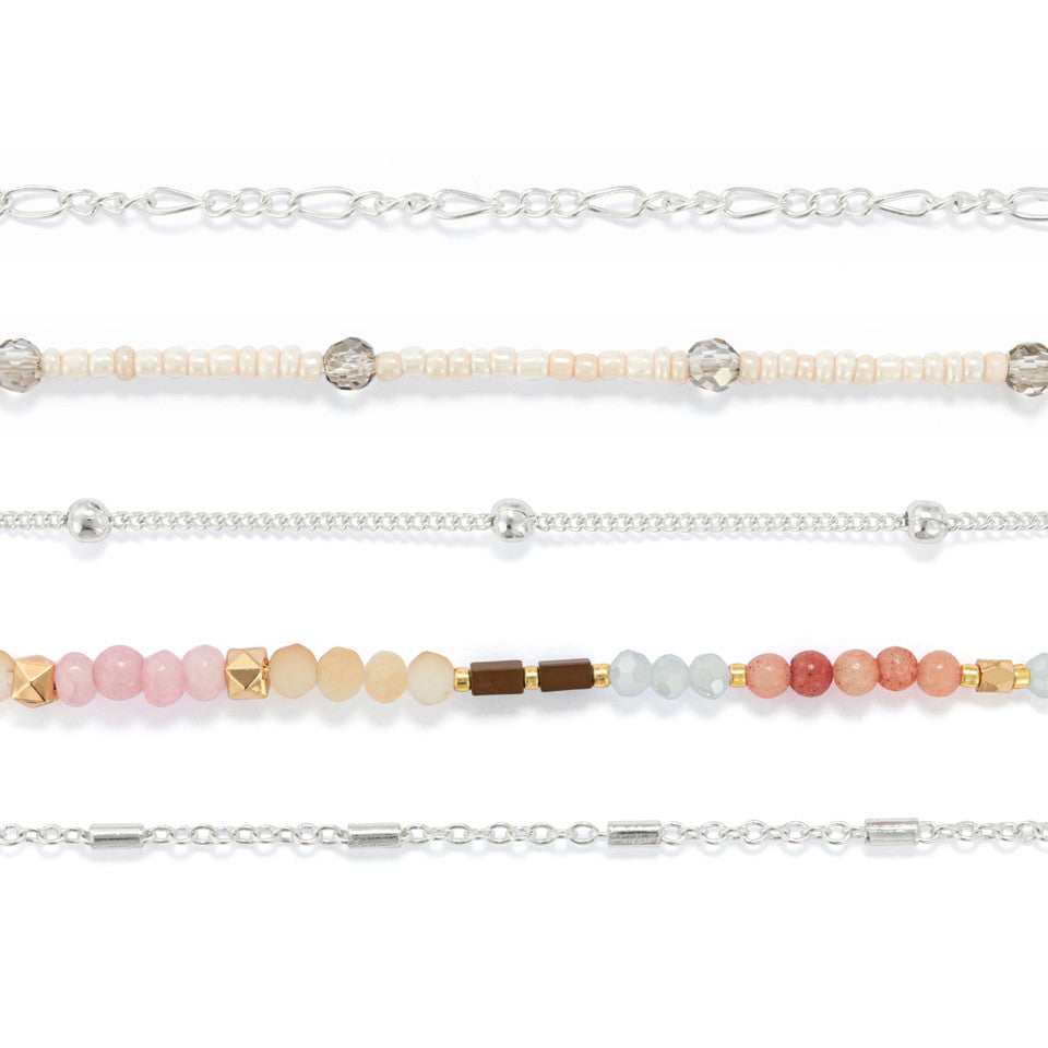 Demdaco Sharing Kindness Bracelet Set of 5 - Multicolor Silver-DEMDACO-Little Giant Kidz