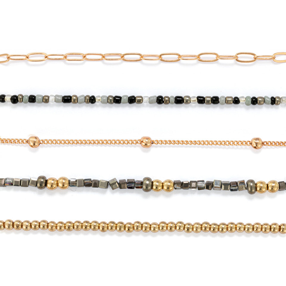 Demdaco Sharing Kindness Bracelet Set of 5 - Sand Gold-DEMDACO-Little Giant Kidz