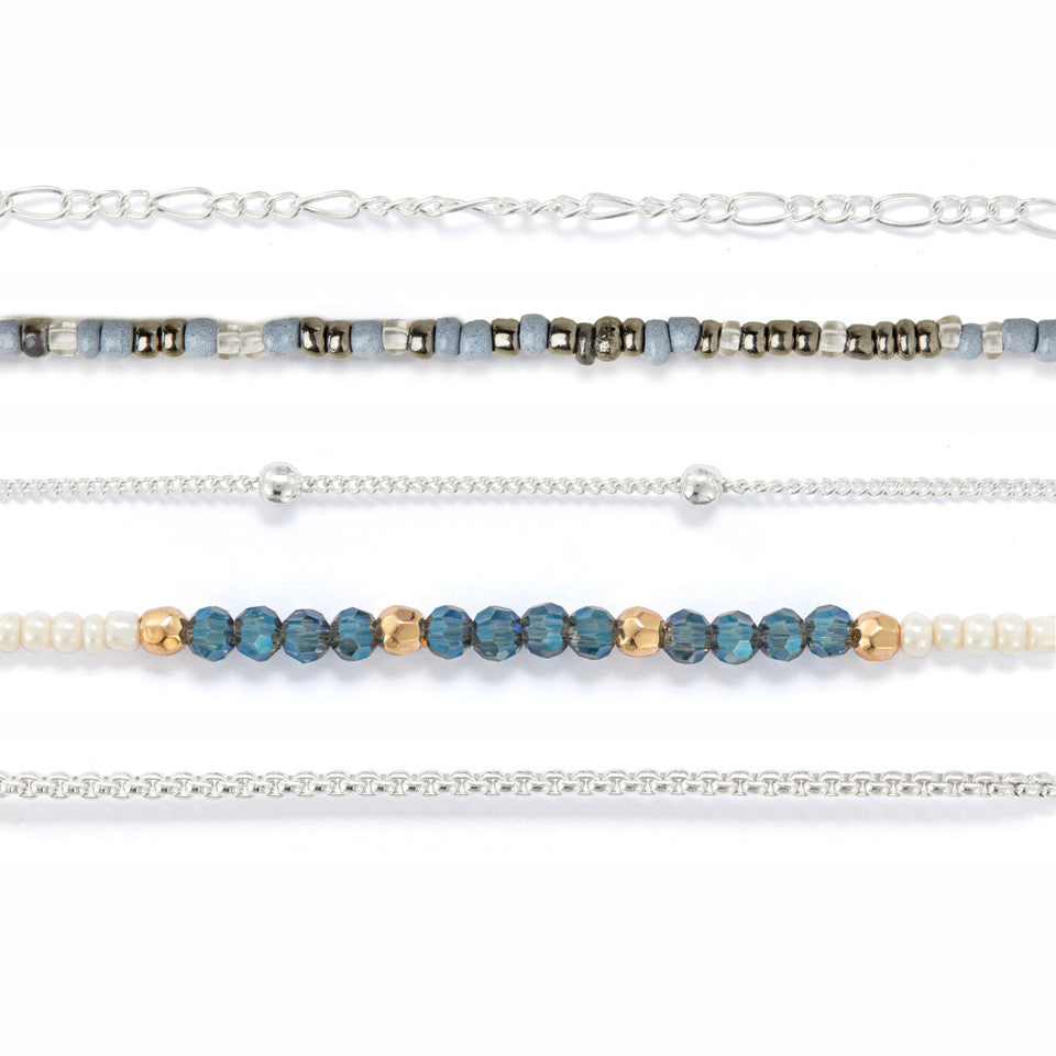 Demdaco Sharing Kindness Bracelet Set of 5 - Smoke Silver-DEMDACO-Little Giant Kidz