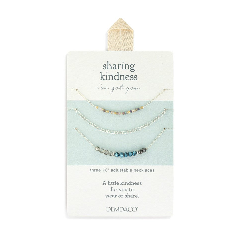 Demdaco Sharing Kindness Necklace Set of 3 - Gunmetal Silver-DEMDACO-Little Giant Kidz