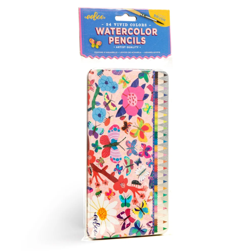 EEBOO NEW: Butterfly 24 Mini Watercolor Pencils Tin-EEBOO-Little Giant Kidz
