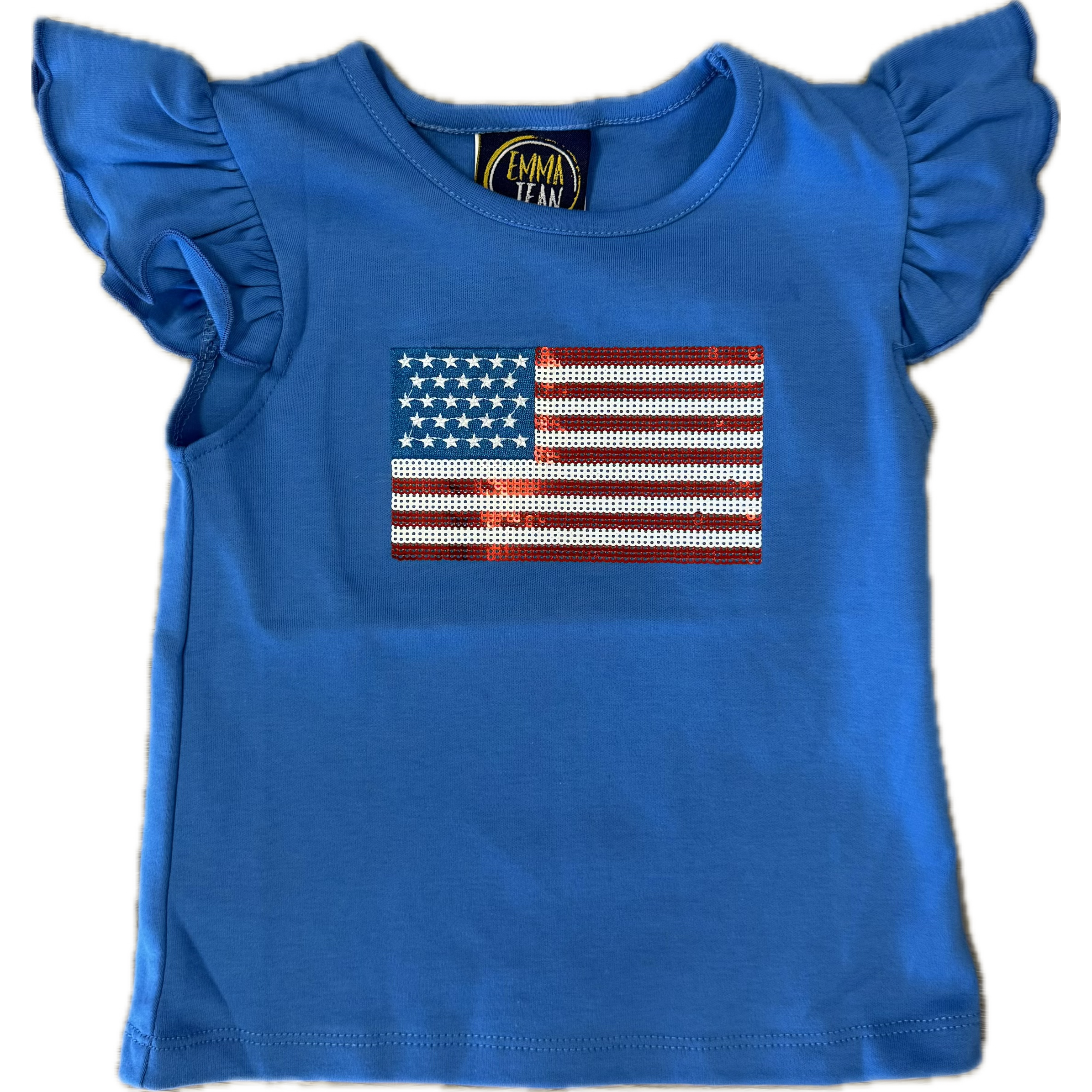 Emma Jean Kids Flag Applique A/S Shirt-EMMA JEAN KIDS-Little Giant Kidz
