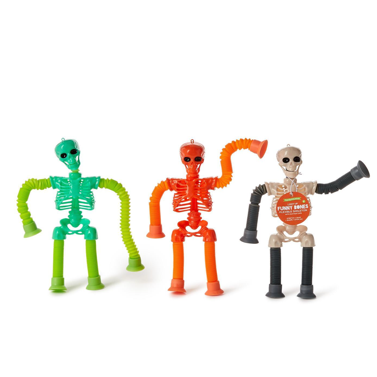 Funny Bones Light Up Flexible Accordion Skeleton with Suction Cup-TWO'S COMPANY-Little Giant Kidz