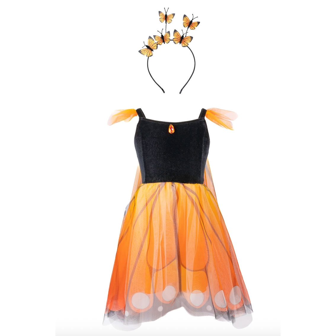 Monarch Butterfly Twirl Dress with Wings & Headband