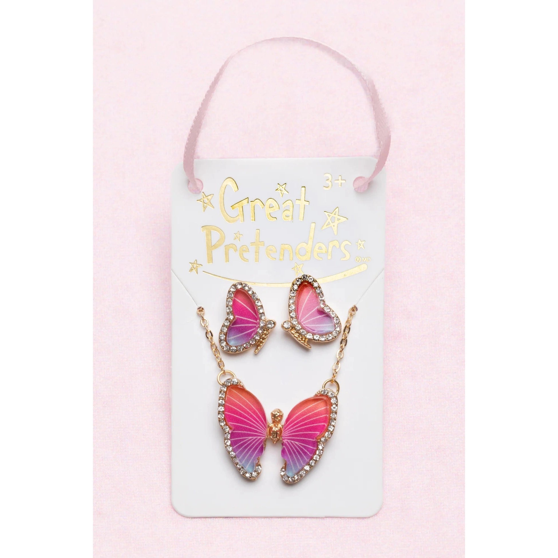 Great Pretenders Boutique Butterfly Necklace & Studded Earring Set-Great Pretenders-Little Giant Kidz