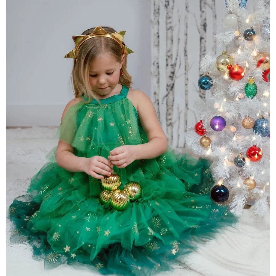 Great Pretenders Christmas Tree Dress with Headpiece-Great Pretenders-Little Giant Kidz
