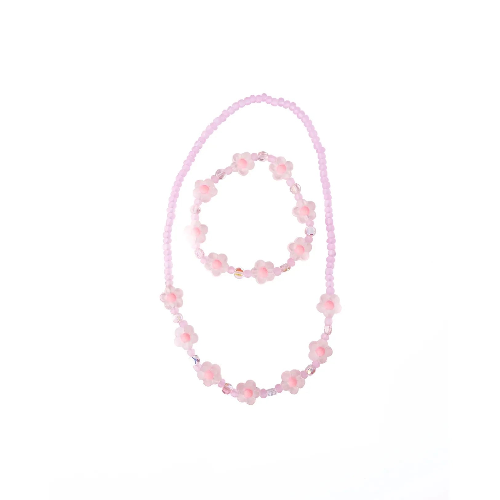 Great Pretenders Pink Crystal Blooms Necklace & Bracelet Set, 2pc-Great Pretenders-Little Giant Kidz