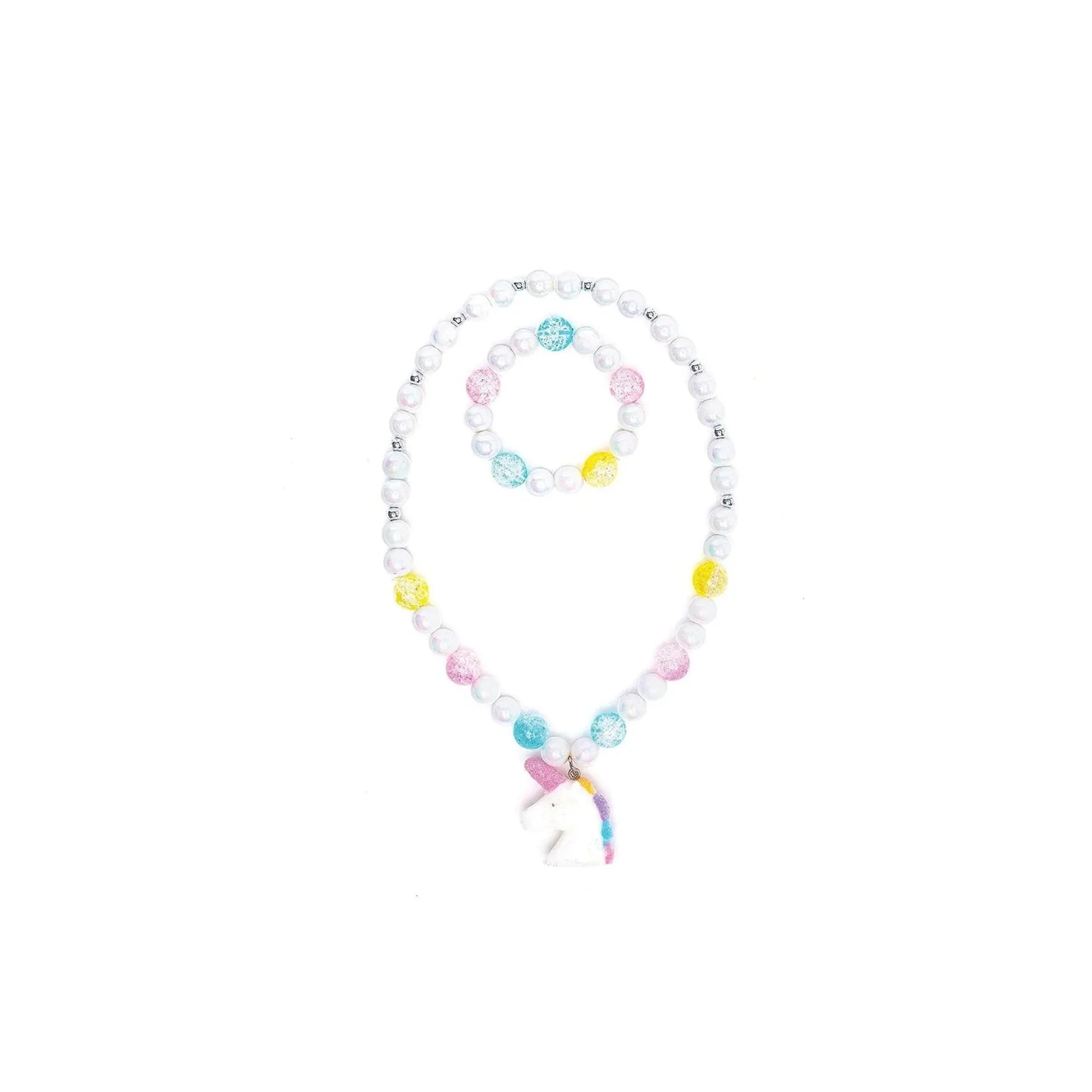 Great Pretenders White Unicorn Necklace & Bracelet Set-Great Pretenders-Little Giant Kidz