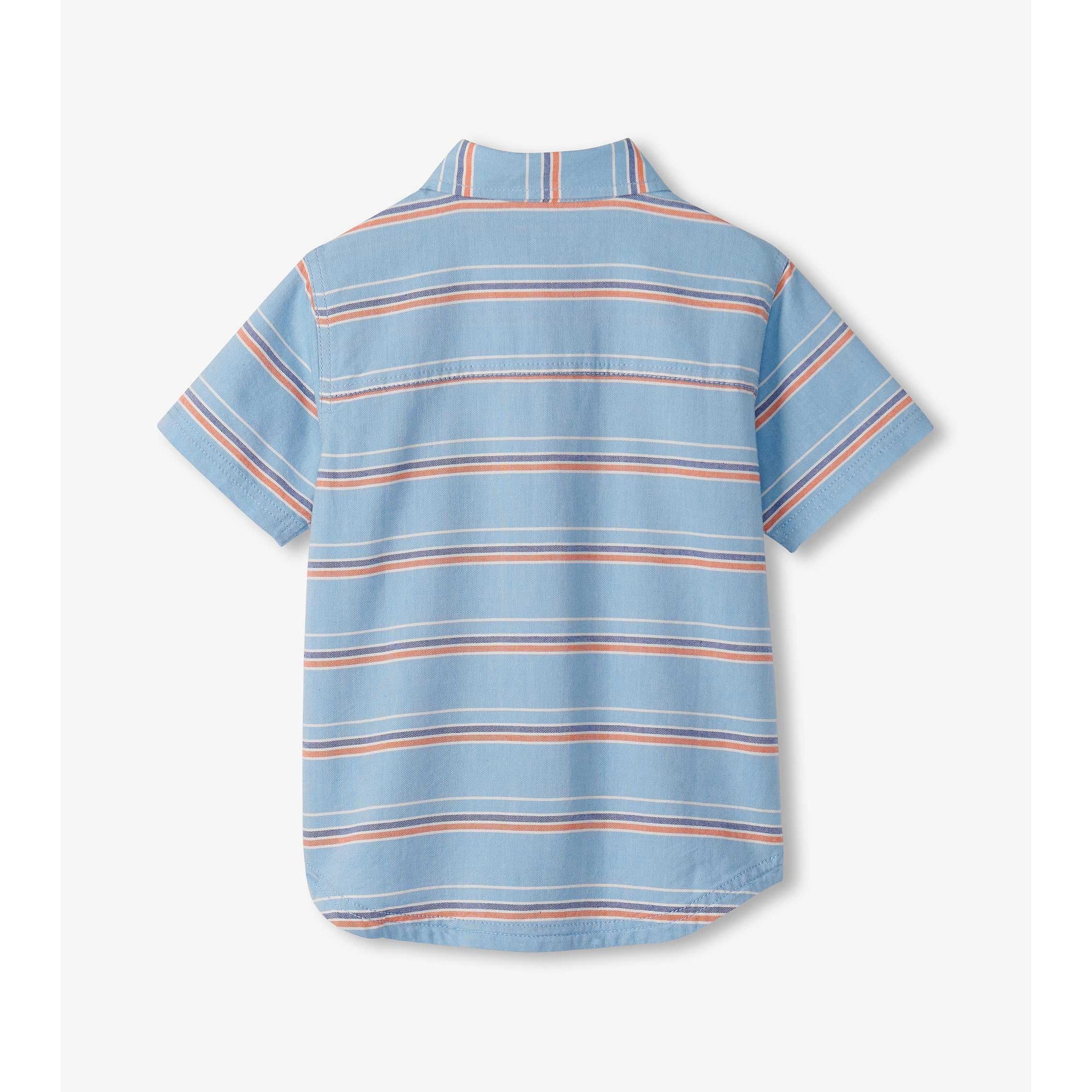 Hatley Blue Summer Stripe Button Down Shirt-HATLEY-Little Giant Kidz